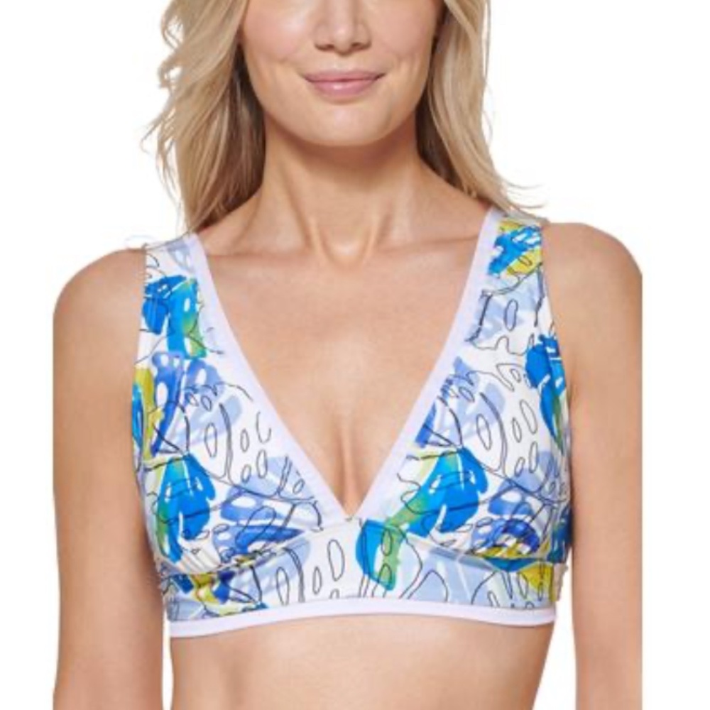 Tommy Hilfiger Womens Printed V-Neck Bikini Swim top